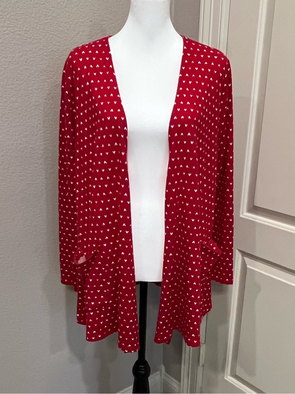LuLaRoe Caroline - Red with White Hearts
